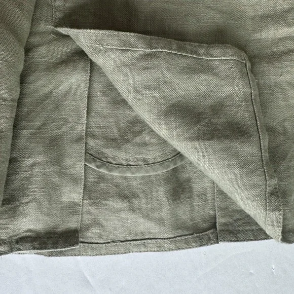 J. Jill Sage Green 100% Linen Embroidered Button Up Jacket Womens XL Lagenlook - Picture 11 of 12